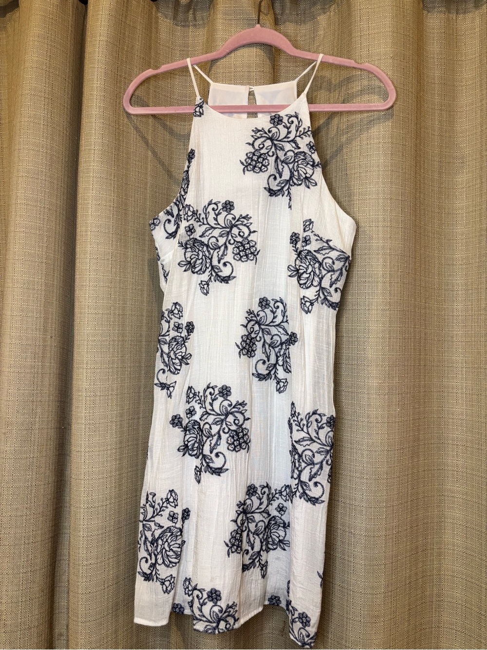 BCX White Mini Dress with Navy Floral Print